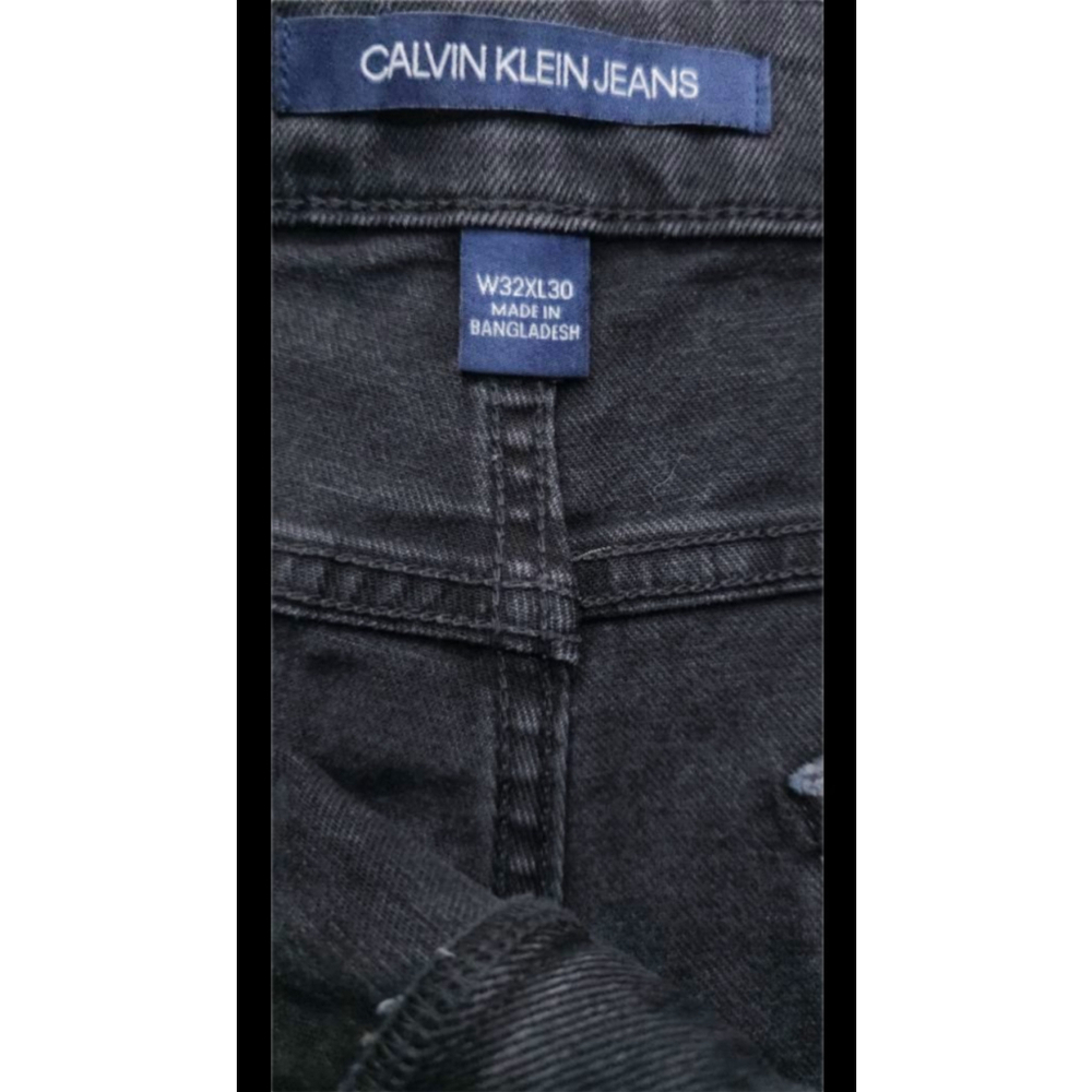 Calvin Klein Jeans Mens Slim Fit Distressed Black Denim 32x30 Ripped Dark Wash - Picture 7 of 16